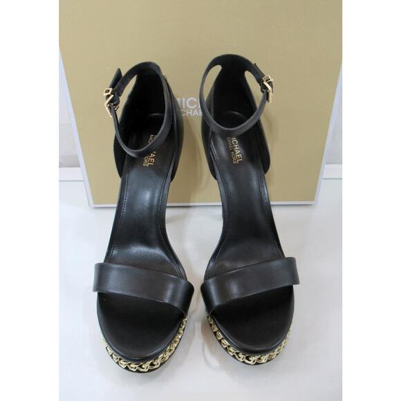 Michael Kors Jordyn Chain Platform High Heels Ankle Strap Sandals Black - Picture 6 of 8
